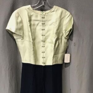 Carolina Herrera 8 Womens Green/Navy Short Sleeve Long Dress